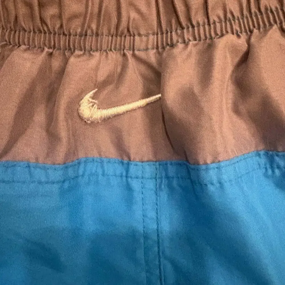Nike Mens Lined Swim Trunks Blue Gray Running Shorts Pockets Drawstring Size L